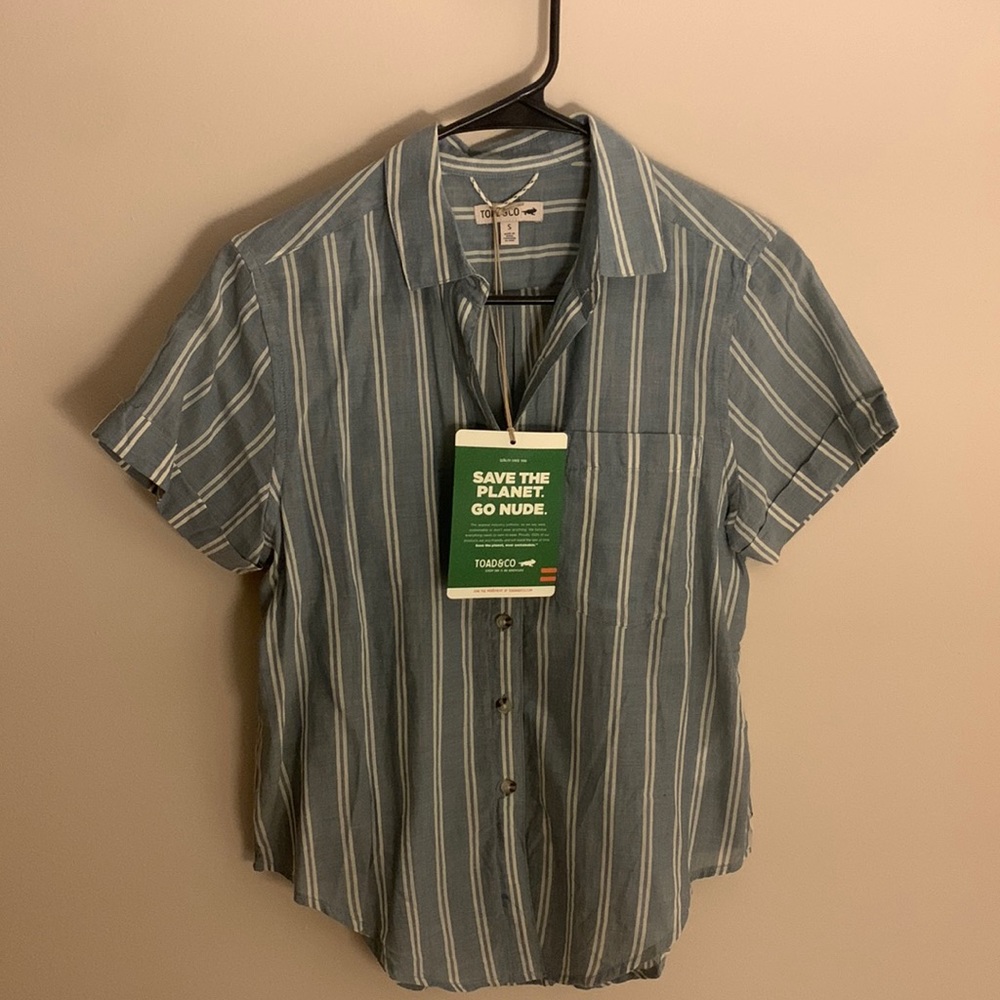 Toad&co blue/grey stripped button down